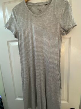 Toad&Co Light Gray Striped Midi Dress